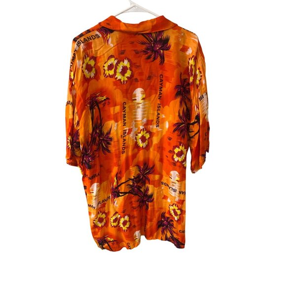Cayman Islands Orange Tropical Men Button-Down Shirt By Shoreline Size XL Lightw - Picture 4 of 5